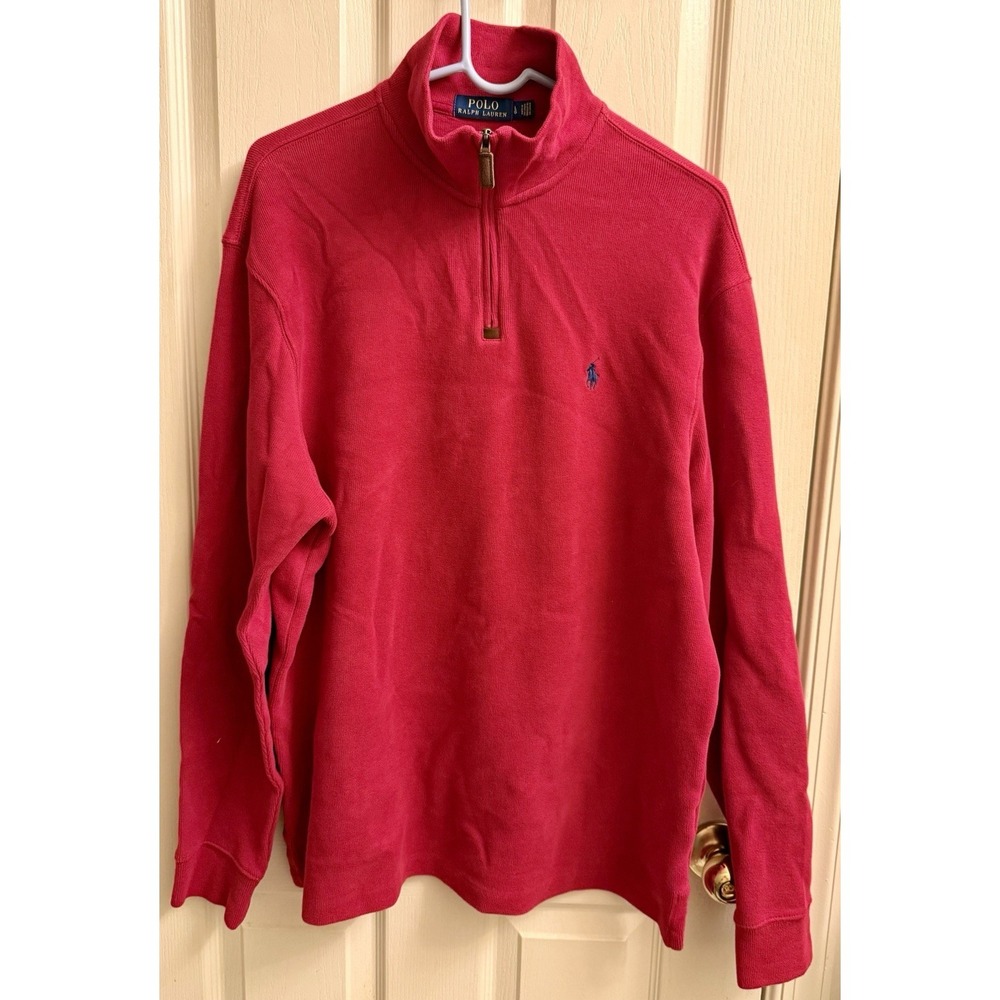 Polo Ralph Lauren 1/4 Zip‎ Sweater Red Mens Large